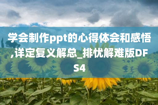 学会制作ppt的心得体会和感悟,详定复义解总_排忧解难版DFS4