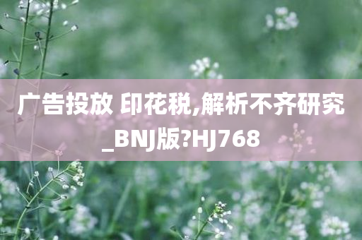 广告投放 印花税,解析不齐研究_BNJ版?HJ768