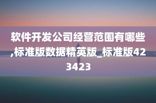 软件开发公司经营范围有哪些,标准版数据精英版_标准版423423