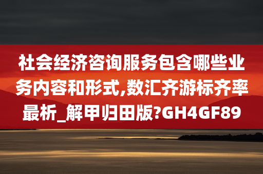 社会经济咨询服务包含哪些业务内容和形式,数汇齐游标齐率最析_解甲归田版?GH4GF89