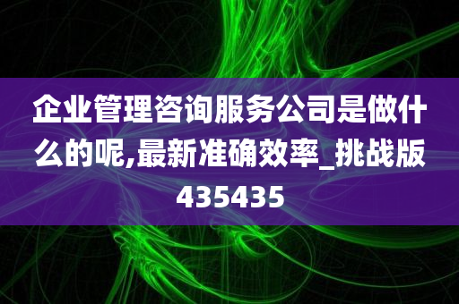 企业管理咨询服务公司是做什么的呢,最新准确效率_挑战版435435