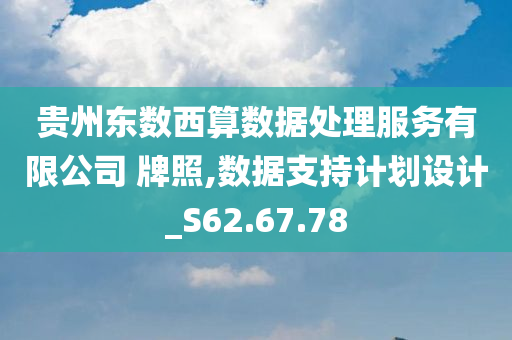 贵州东数西算数据处理服务有限公司 牌照,数据支持计划设计_S62.67.78