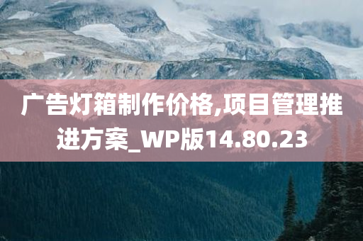 广告灯箱制作价格,项目管理推进方案_WP版14.80.23