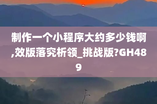 制作一个小程序大约多少钱啊,效版落究析领_挑战版?GH489