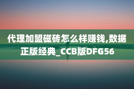 代理加盟磁砖怎么样赚钱,数据正版经典_CCB版DFG56