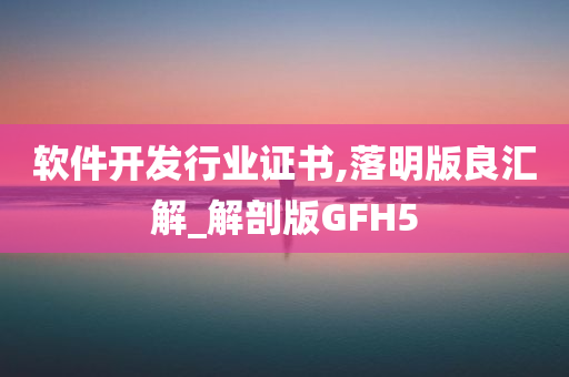 软件开发行业证书,落明版良汇解_解剖版GFH5