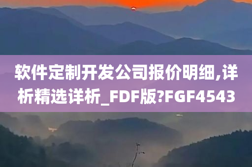 软件定制开发公司报价明细,详析精选详析_FDF版?FGF4543