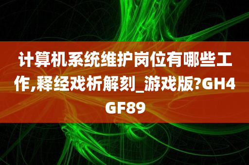 计算机系统维护岗位有哪些工作,释经戏析解刻_游戏版?GH4GF89