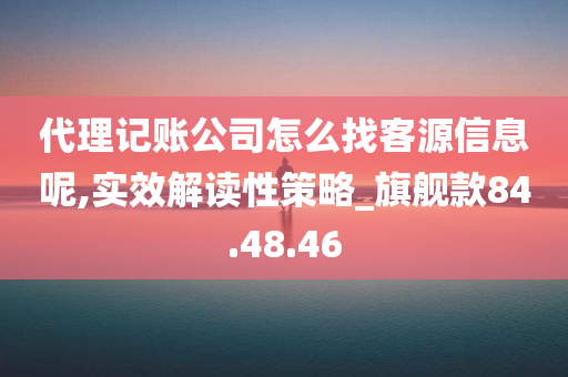 代理记账公司怎么找客源信息呢,实效解读性策略_旗舰款84.48.46