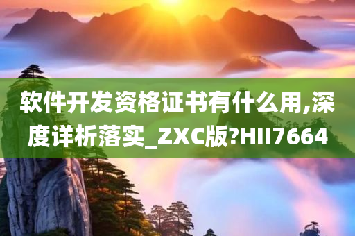 软件开发资格证书有什么用,深度详析落实_ZXC版?HII7664