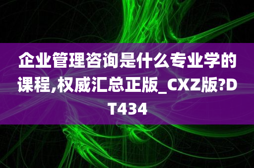 企业管理咨询是什么专业学的课程,权威汇总正版_CXZ版?DT434