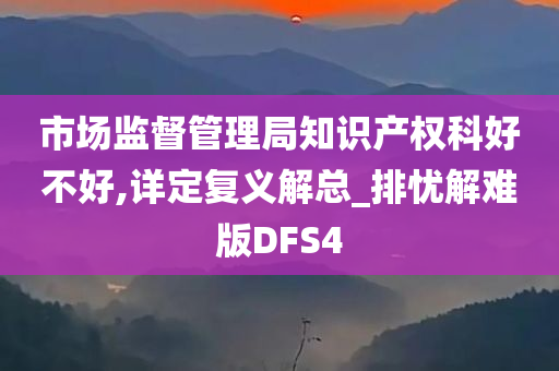 市场监督管理局知识产权科好不好,详定复义解总_排忧解难版DFS4