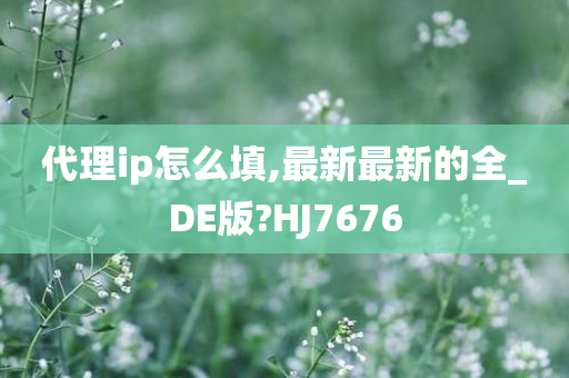 代理ip怎么填,最新最新的全_DE版?HJ7676