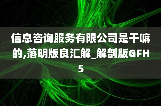 信息咨询服务有限公司是干嘛的,落明版良汇解_解剖版GFH5