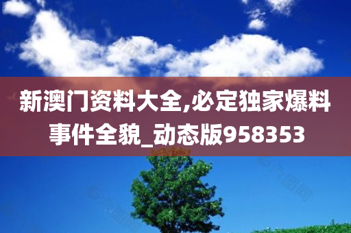 新澳门资料大全,必定独家爆料事件全貌_动态版958353