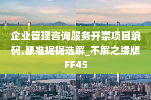 企业管理咨询服务开票项目编码,版准据据选解_不解之缘版FF45