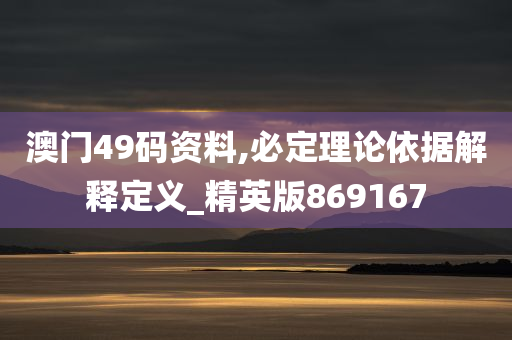 澳门49码资料,必定理论依据解释定义_精英版869167