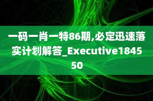 一码一肖一特86期,必定迅速落实计划解答_Executive184550