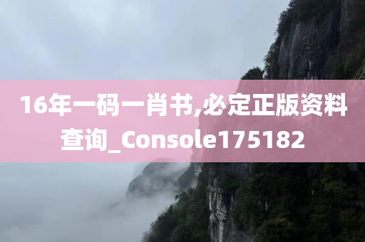 16年一码一肖书,必定正版资料查询_Console175182