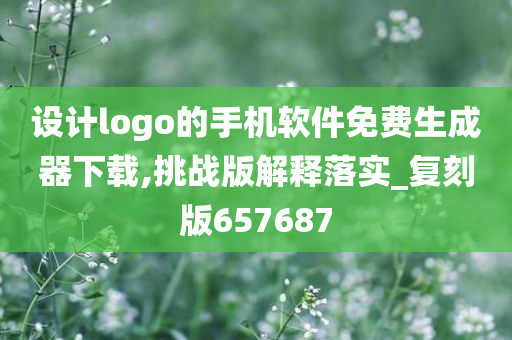 设计logo的手机软件免费生成器下载,挑战版解释落实_复刻版657687