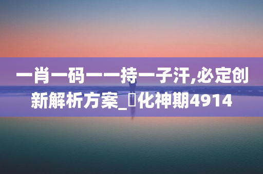 一肖一码一一持一子汗,必定创新解析方案_‌化神期4914