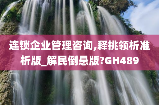 连锁企业管理咨询,释挑领析准析版_解民倒悬版?GH489