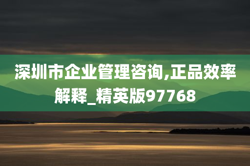 深圳市企业管理咨询,正品效率解释_精英版97768