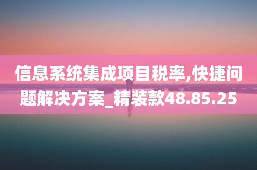 信息系统集成项目税率,快捷问题解决方案_精装款48.85.25