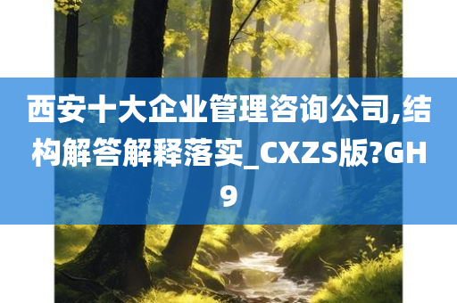 西安十大企业管理咨询公司,结构解答解释落实_CXZS版?GH9