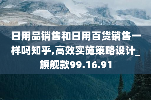 日用品销售和日用百货销售一样吗知乎,高效实施策略设计_旗舰款99.16.91