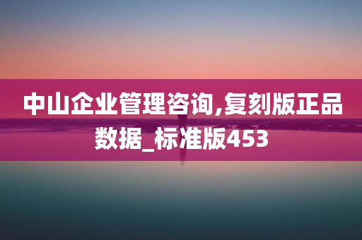 中山企业管理咨询,复刻版正品数据_标准版453