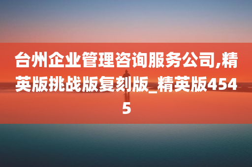 台州企业管理咨询服务公司,精英版挑战版复刻版_精英版4545