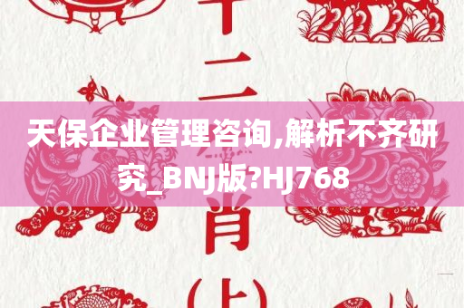 天保企业管理咨询,解析不齐研究_BNJ版?HJ768