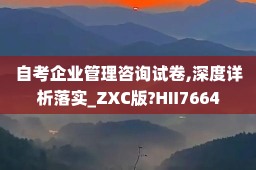 自考企业管理咨询试卷,深度详析落实_ZXC版?HII7664