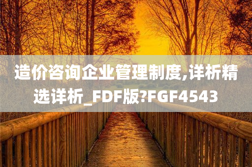 造价咨询企业管理制度,详析精选详析_FDF版?FGF4543