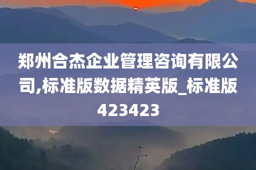 郑州合杰企业管理咨询有限公司,标准版数据精英版_标准版423423