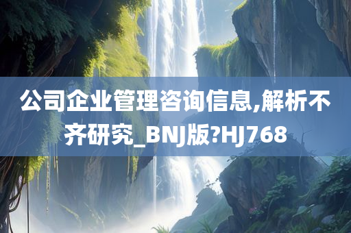 公司企业管理咨询信息,解析不齐研究_BNJ版?HJ768