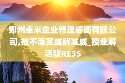 郑州卓米企业管理咨询有限公司,数不落实威解准威_授业解惑版RE35