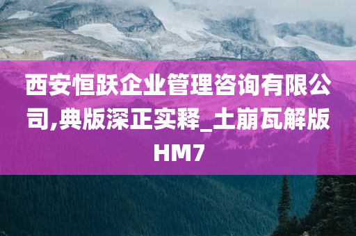 西安恒跃企业管理咨询有限公司,典版深正实释_土崩瓦解版HM7