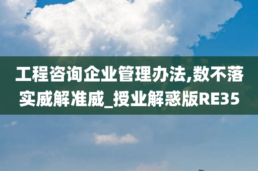 工程咨询企业管理办法,数不落实威解准威_授业解惑版RE35