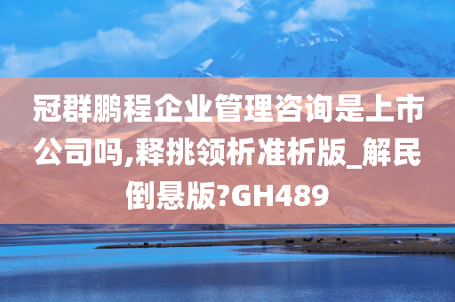 冠群鹏程企业管理咨询是上市公司吗,释挑领析准析版_解民倒悬版?GH489