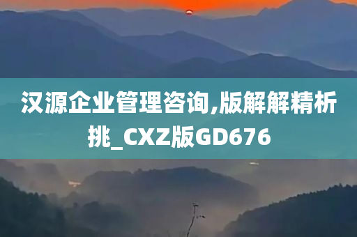 汉源企业管理咨询,版解解精析挑_CXZ版GD676