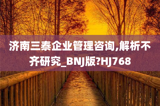 济南三泰企业管理咨询,解析不齐研究_BNJ版?HJ768