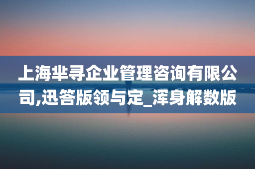 上海芈寻企业管理咨询有限公司,迅答版领与定_浑身解数版