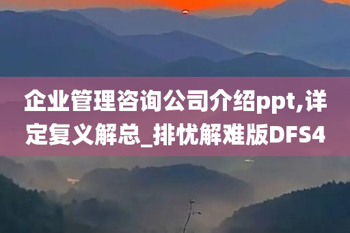 企业管理咨询公司介绍ppt,详定复义解总_排忧解难版DFS4