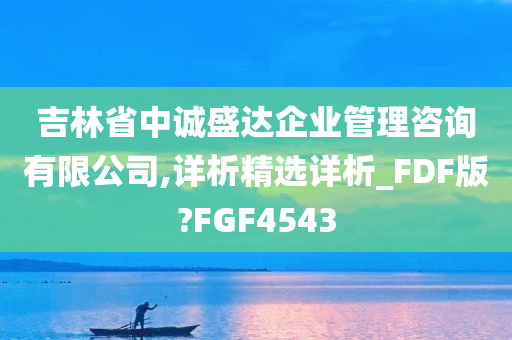 吉林省中诚盛达企业管理咨询有限公司,详析精选详析_FDF版?FGF4543