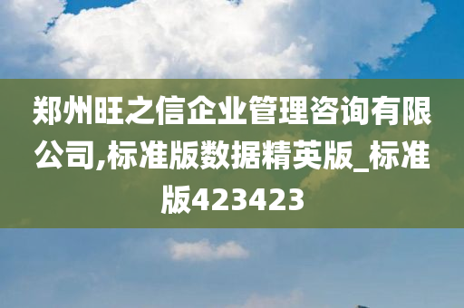 郑州旺之信企业管理咨询有限公司,标准版数据精英版_标准版423423