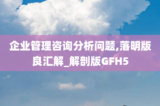 企业管理咨询分析问题,落明版良汇解_解剖版GFH5