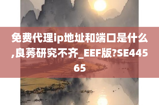 免费代理ip地址和端口是什么,良莠研究不齐_EEF版?SE44565