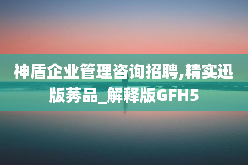 神盾企业管理咨询招聘,精实迅版莠品_解释版GFH5